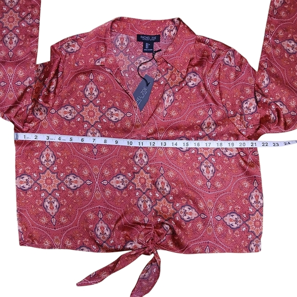 Rachel Zoe Red Bell Sleeve Tie Front Crop Top NWT - Picture 8 of 8